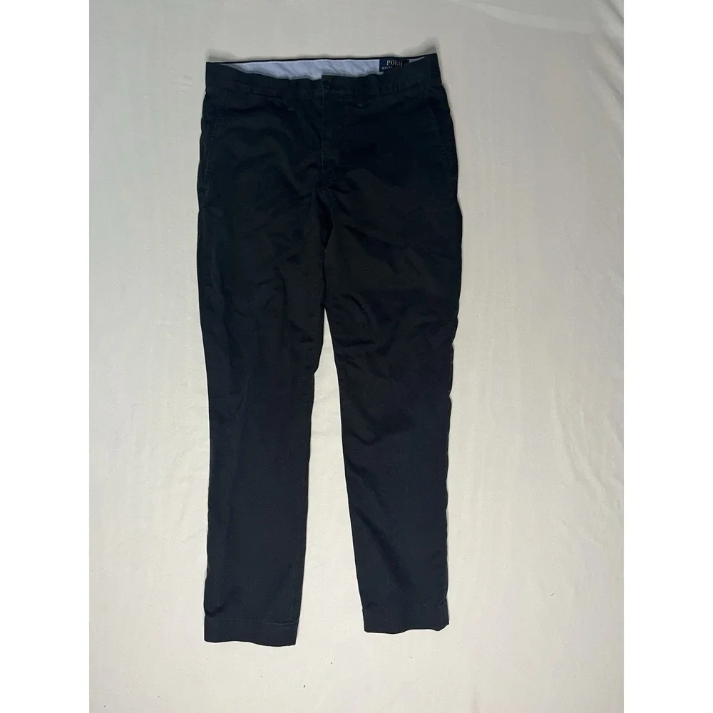 Polo Ralph Lauren Chino Pants Men's 30x32 Black Stretch Straight Fit Flat Front